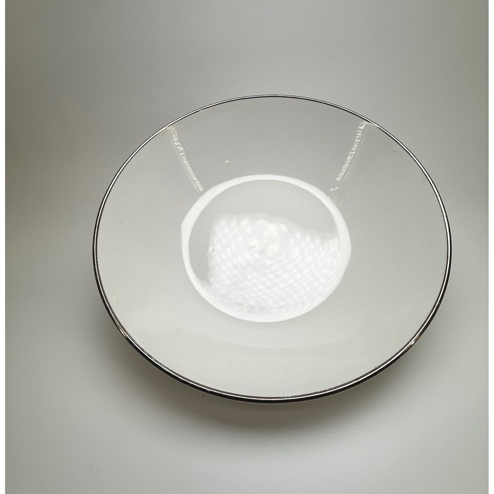 VTG Salem‎ Ironstone Silver Elegance 9" Serving Bowl White Platinum England MCM